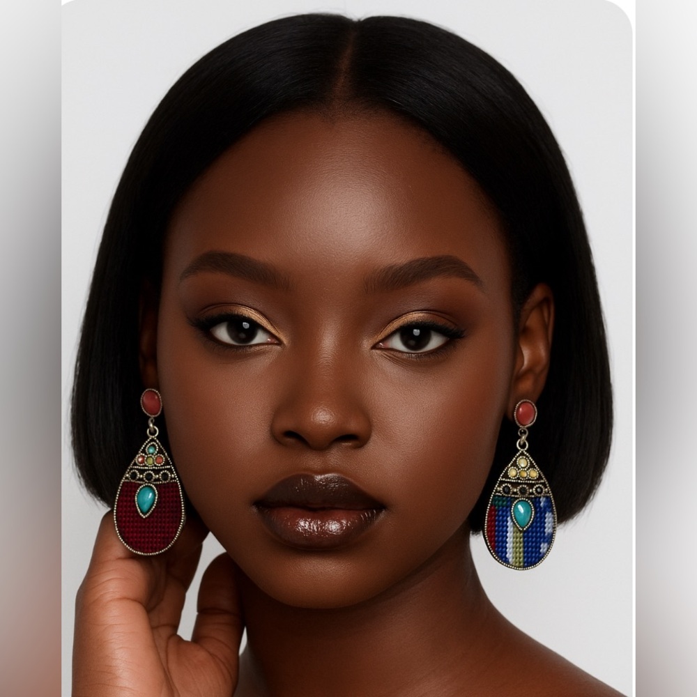 Colorful Bohemian Drop Earrings - Picture 3 of 9